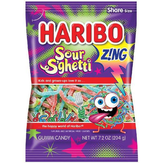 Haribo Confectionery Sour S'ghetti Caddy 7.2 Ounce Size - 8 Per Case.