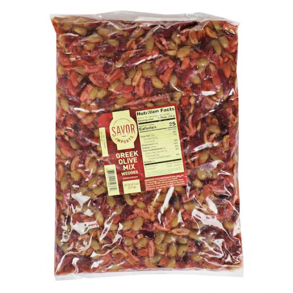 Savor Imports Greek Olive Mix Pouch 5 Pound Each - 2 Per Case.