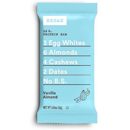 Rxbar Real Food Vanilla Almond Protein Bar 1.83 Ounce Size - 72 Per Case.