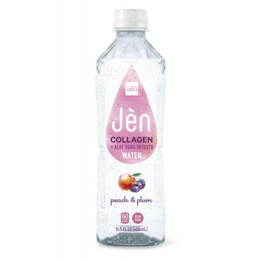 Alo Drink Collagen Infused Water Peach Plum 15.5 Ounce Size - 12 Per Case.