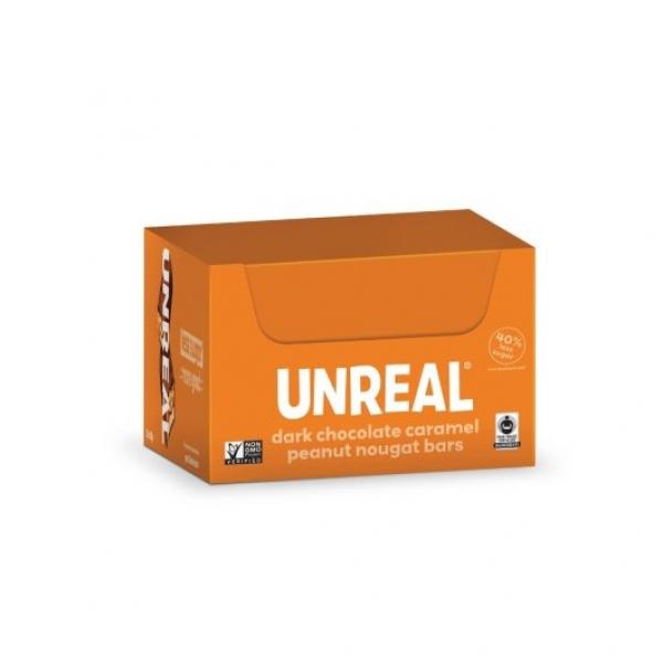 Unreal Brands Dark Chocolate Nougat Bars Caddy 19 Grams Each - 180 Per Case.