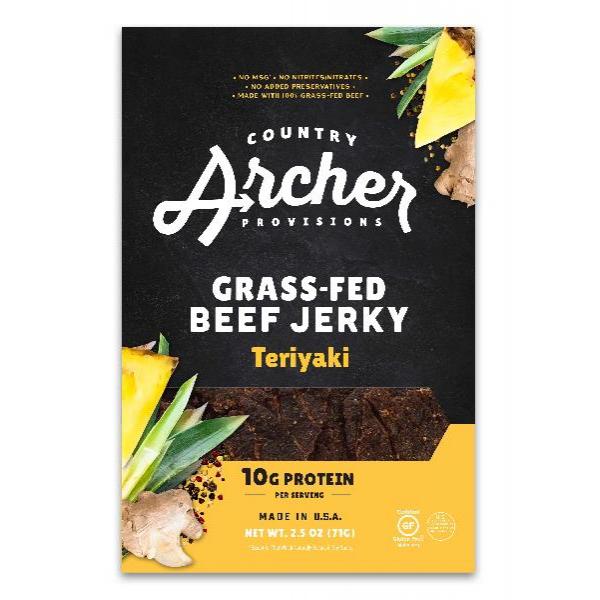 Country Archer Jerky Co Teriyaki Beef Jerky 2.5 Ounce Size - 12 Per Case.