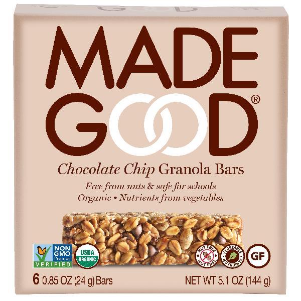 Madegood Chocolate Chip Granola Snack Bar 6 Count Packs - 6 Per Case.