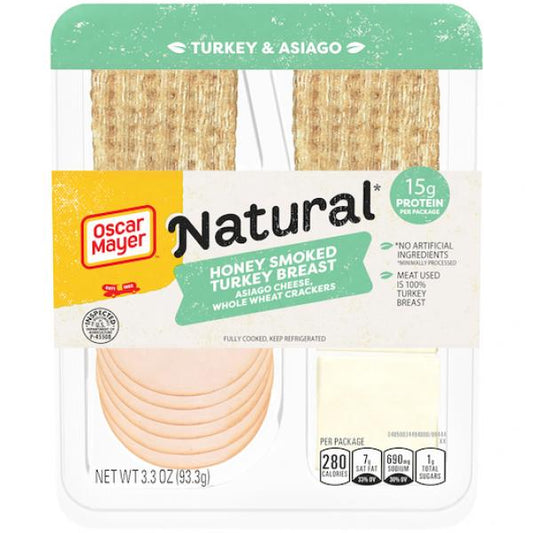 Oscar Mayer Natural Turkey Asiago Cracker Single Serve, 3.3 Ounce Size - 7 Per Case.