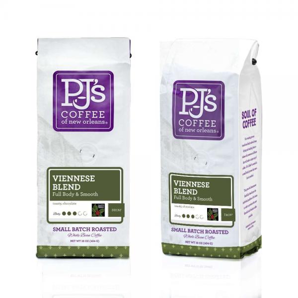 Pj's Coffee Of New Orleans Decaf Coffee Viennese Whole Bean 1 Pound Each - 6 Per Case.