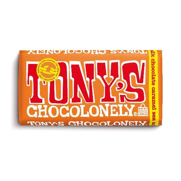 Tony's Chocolonely Milk Caramel Sea Salt 6.35 Ounce Size - 15 Per Case.