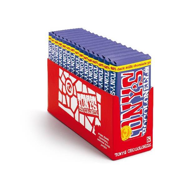 Tony's Chocolonely Dark Milk Chocolate With Pretzel And Toffee 6.35 Ounce Size - 15 Per Case.