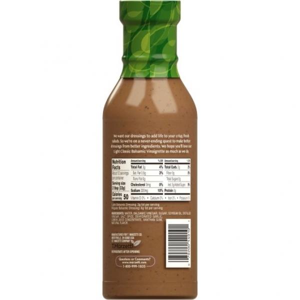 Light Balsamic Vinaigrette 12 Fluid Ounce - 6 Per Case.