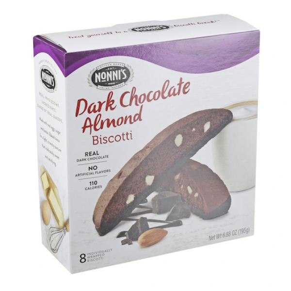 Dark Chocolate Almond Biscotti Cookies 6.88 Ounce Size - 6 Per Case.