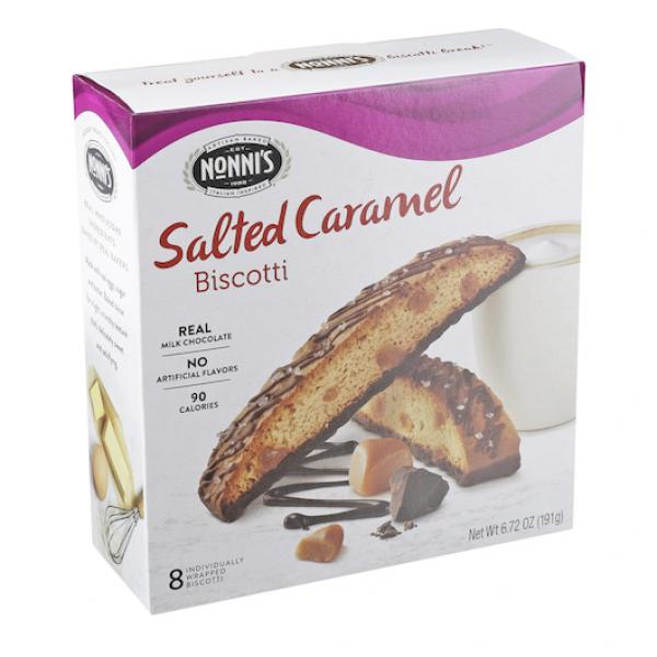 Salted Caramel Biscotti Cookies 6.72 Ounce Size - 6 Per Case.