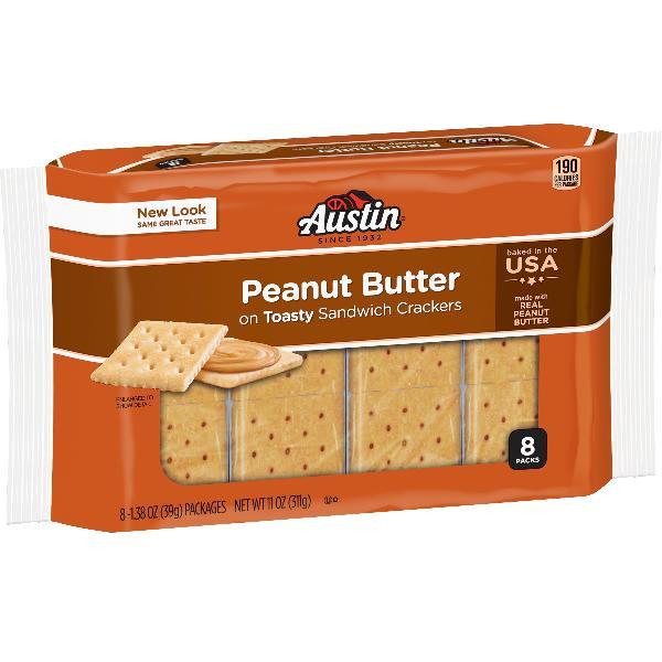 Austin Crackers Toasty Crackers With Peanut Butter1.38 Ounce Size - 96 Per Case.