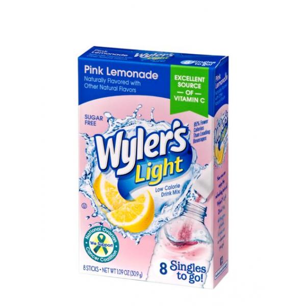 Wyler's Singles To Go Pink Lemonade Mix 8 Count Packs - 12 Per Case.