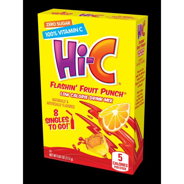 Hi-C Fruit Punch Sugar Free Singles 8 Count Packs - 12 Per Case.