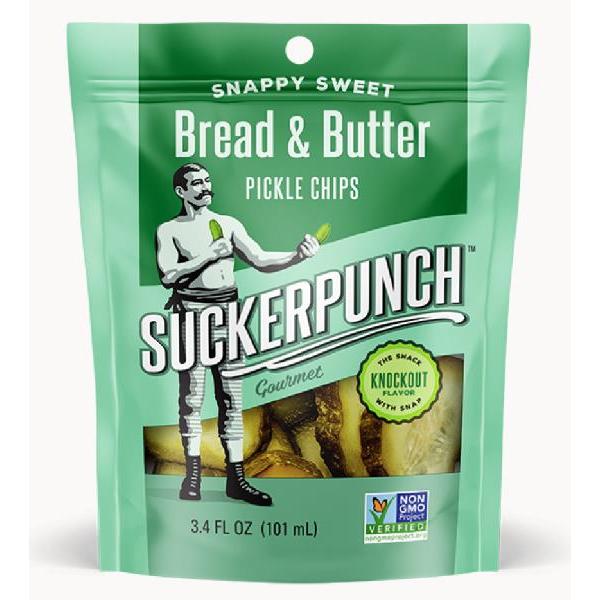 Suckerpunch Gourmet Bread & Butter Pickle Chip Pouch 3.4 Ounce Size - 12 Per Case.