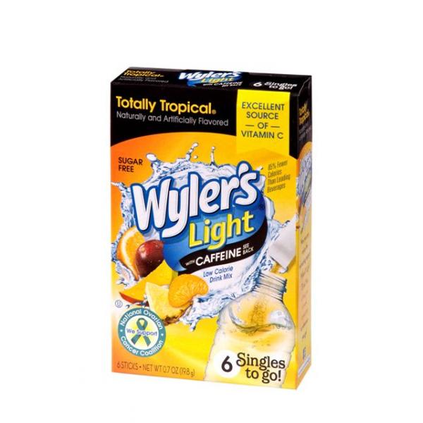 Wylers Light Totally Tropical Singles To Gowith Caffeine 6 Count Packs - 12 Per Case.