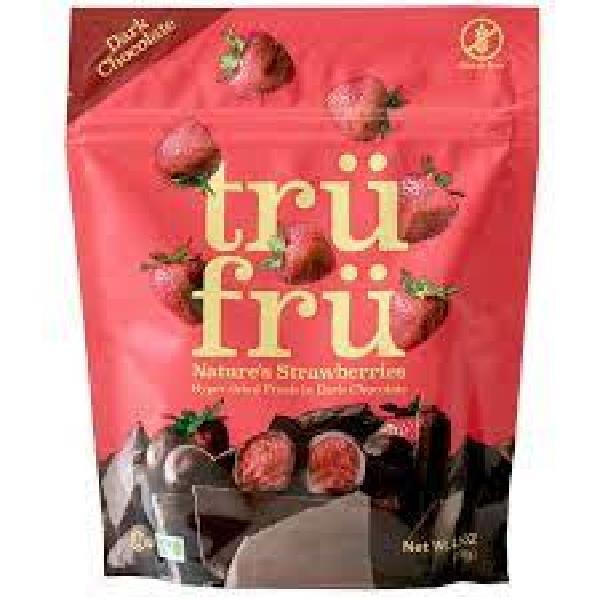 Tru Fru Hyper Dried Grab & Share Hyper Driedreal Strawberries In Dark Chocolate Ou 4.2 Ounce Size - 6 Per Case.