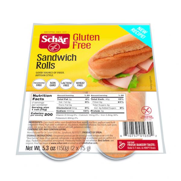 Schar Gluten Free Sandwich Rolls 5.3 Ounce Size - 7 Per Case.