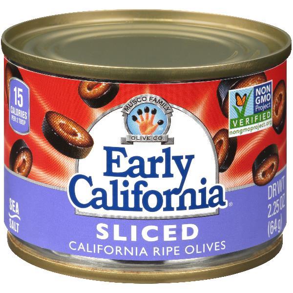 Sliced Ripe Black Olives 2.25 Ounce Size - 12 Per Case.