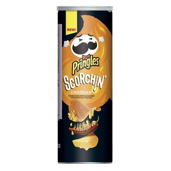 Pringles Crisps Scorchin' Cheese 5.5 Ounce Size - 14 Per Case.