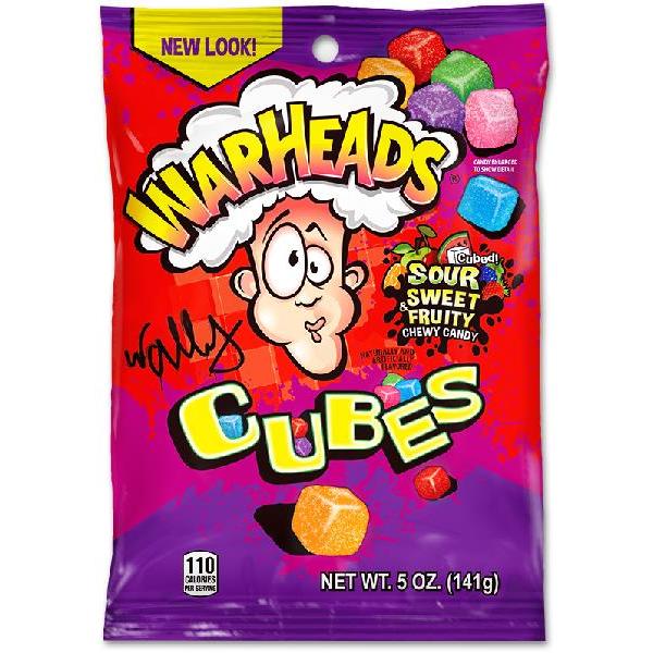 Warheads Cubes Peg Bag 5 Ounce Size - 12 Per Case.