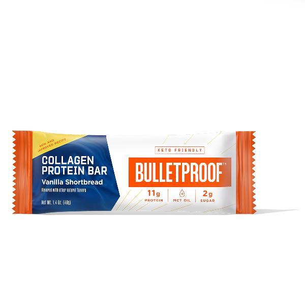 Bulletproof Vanilla Shortbread Collagen Protein Bar 1.4 Ounce Size - 72 Per Case.