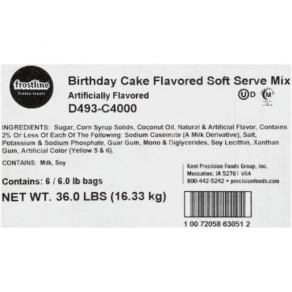 Frostline Birthday Cake Flavored Soft Serve Mix 6 Pounds Each - 6 Per Case.