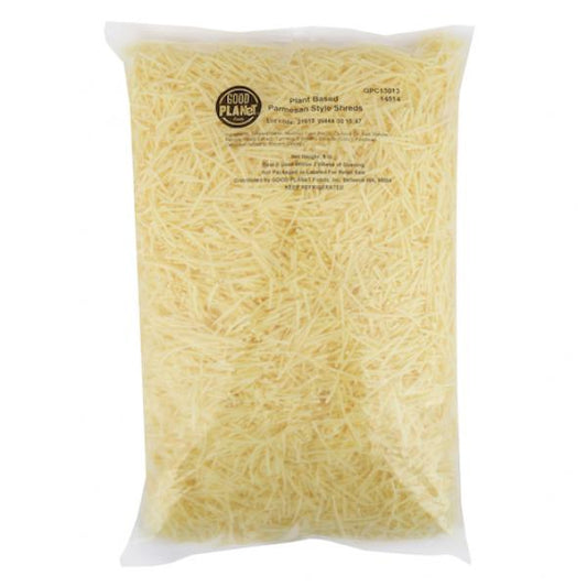 Good Planet Foods Parmesan Plant Based Shreds 5 Pound Each - 4 Per Case.