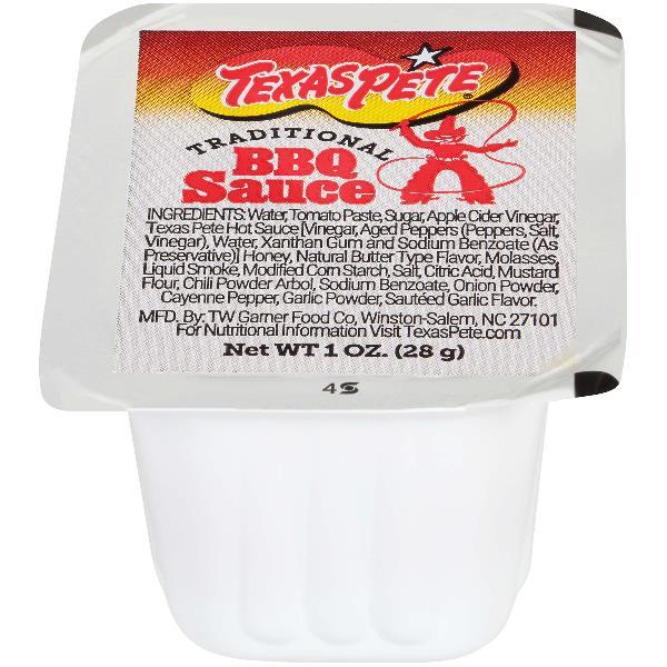 Texas Pete Traditional BBQ Sauce Dipping Cup 1 Ounce Size - 150 Per Case.