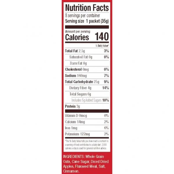 Bob's Red Mill Apple Cinnamon Gf Oatmeal Packets (Pkct) 9.88 Ounce Size - 4 Per Case.