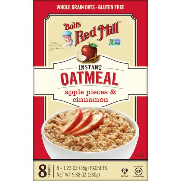 Bob's Red Mill Apple Cinnamon Gf Oatmeal Packets (Pkct) 9.88 Ounce Size - 4 Per Case.