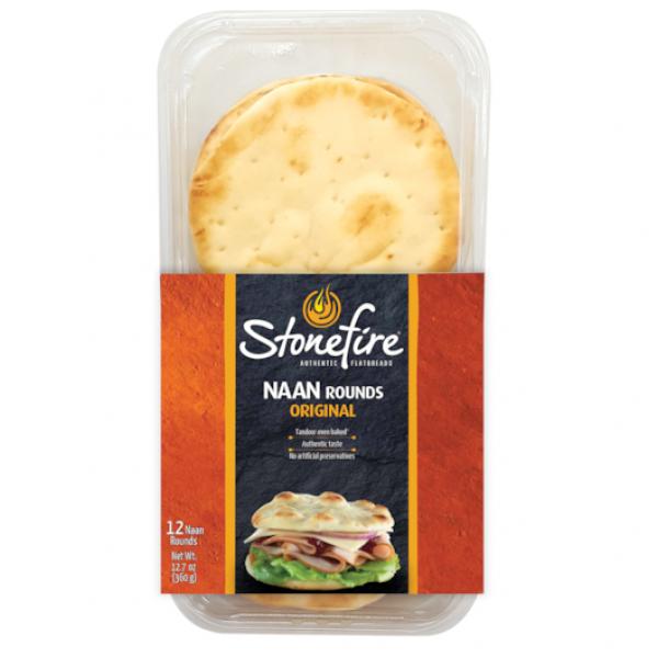 Stonefire Original Naan Rounds 12 Count Packs - 12 Per Case.