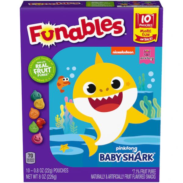 Funables Baby Shark Fruit Flavored Snacks Box 8 Ounce Size - 8 Per Case.