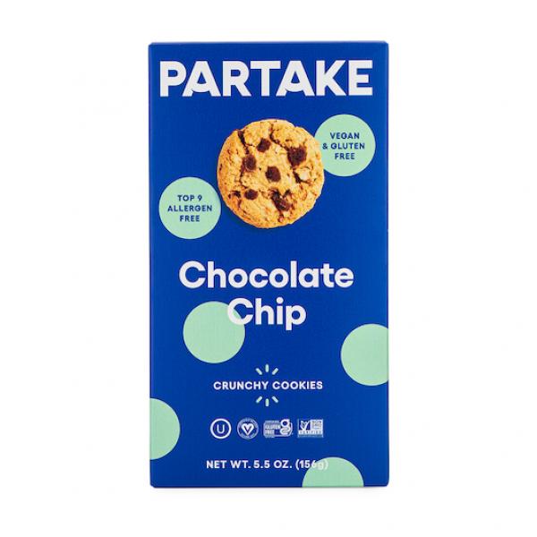 Partake Foods Crunchy Chocolate Chip Cookies 5.5 Ounce Size - 6 Per Case.