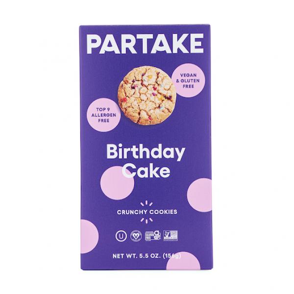 Partake Foods Crunchy Birthday Cake Cookies 5.5 Ounce Size - 6 Per Case.