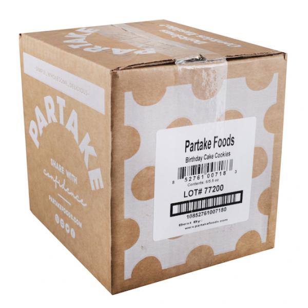 Partake Foods Crunchy Birthday Cake Cookies 5.5 Ounce Size - 6 Per Case.