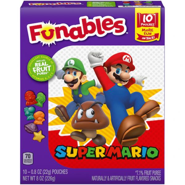 Funables Super Mario Fruit Flavored Snacks Box 8 Ounce Size - 8 Per Case.