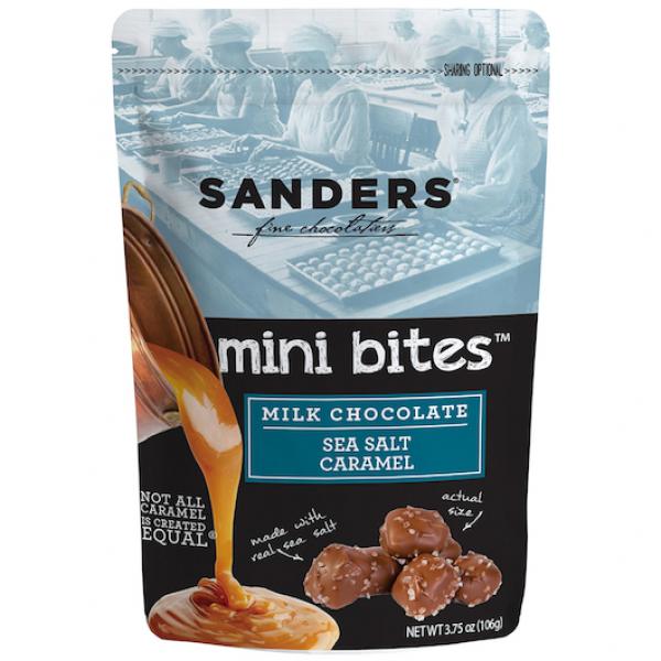 Milk Chocolate Sea Salt Caramel Mini Bites 3.75 Ounce Size - 12 Per Case.