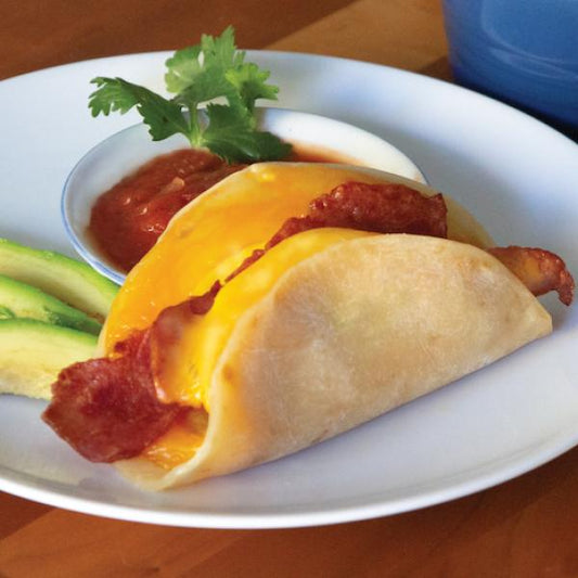 Cheesewich Breakfast Taco Tortilla Scrambledegg Colbyjack Cheese Uncured Turkey Bacon 3.23 Ounce Size - 24 Per Case.