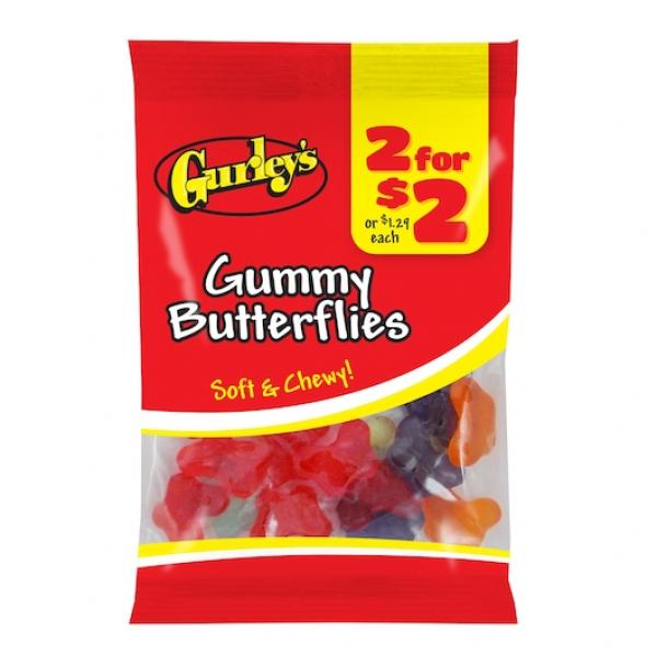 For $ Gummy Butterflies 3 Ounce Size - 12 Per Case.