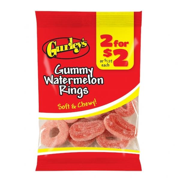 For $ Gummy Watermelon Rings 3.25 Ounce Size - 12 Per Case.