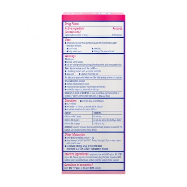 Benadryl Children's Benadryl Allergy Cherry 4 Fluid Ounce - 36 Per Case.