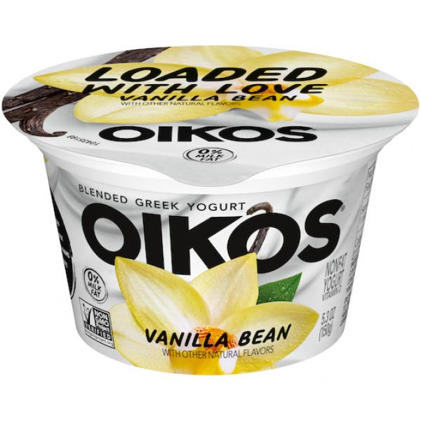 Oikos Dannon Core Vanilla Cups 5.3 Ounce Size - 12 Per Case.