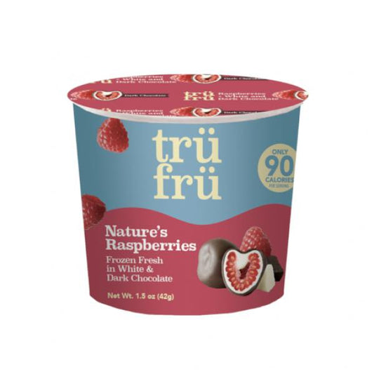 Tru Fru Hyper Chilled Grab & Go Whole Raspberry Dark Chocolate 1.5 Ounce Size - 24 Per Case.