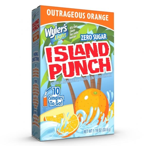 Wylers Light Light Island Punch Outrageous Orange 10 Count Packs - 12 Per Case.