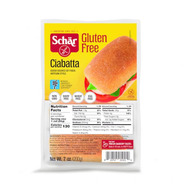 Schar Ciabatta Rolls 7 Ounce Size - 5 Per Case.