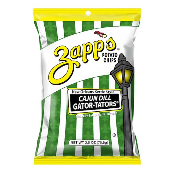 Zapp's Potato Chips Cajun Dill Gatortators Kettle Chips 2.5 Ounce Size - 10 Per Case.