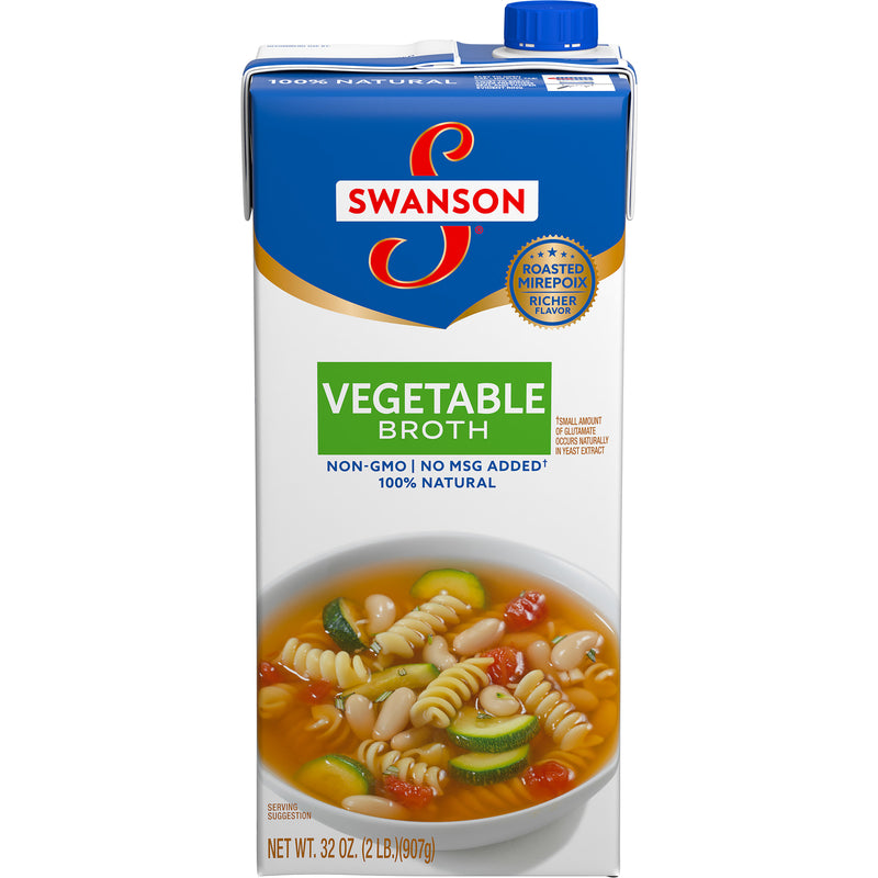 Swanson Vegetable Broth 32 Ounce Size - 12 Per Case.