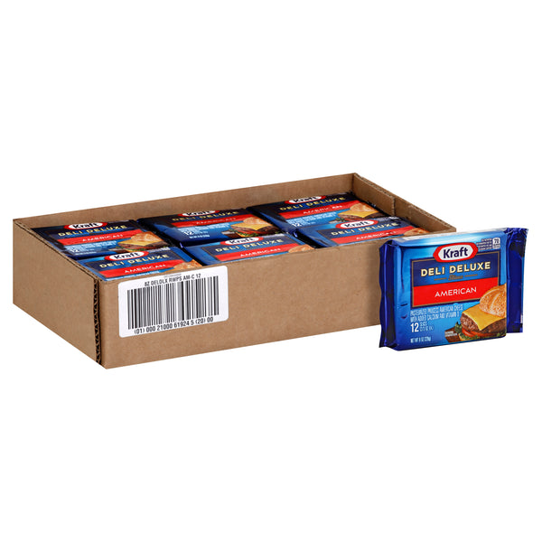 Kraft Deli Deluxe American Cheese, 8 Ounce Size - 12 Per Case.