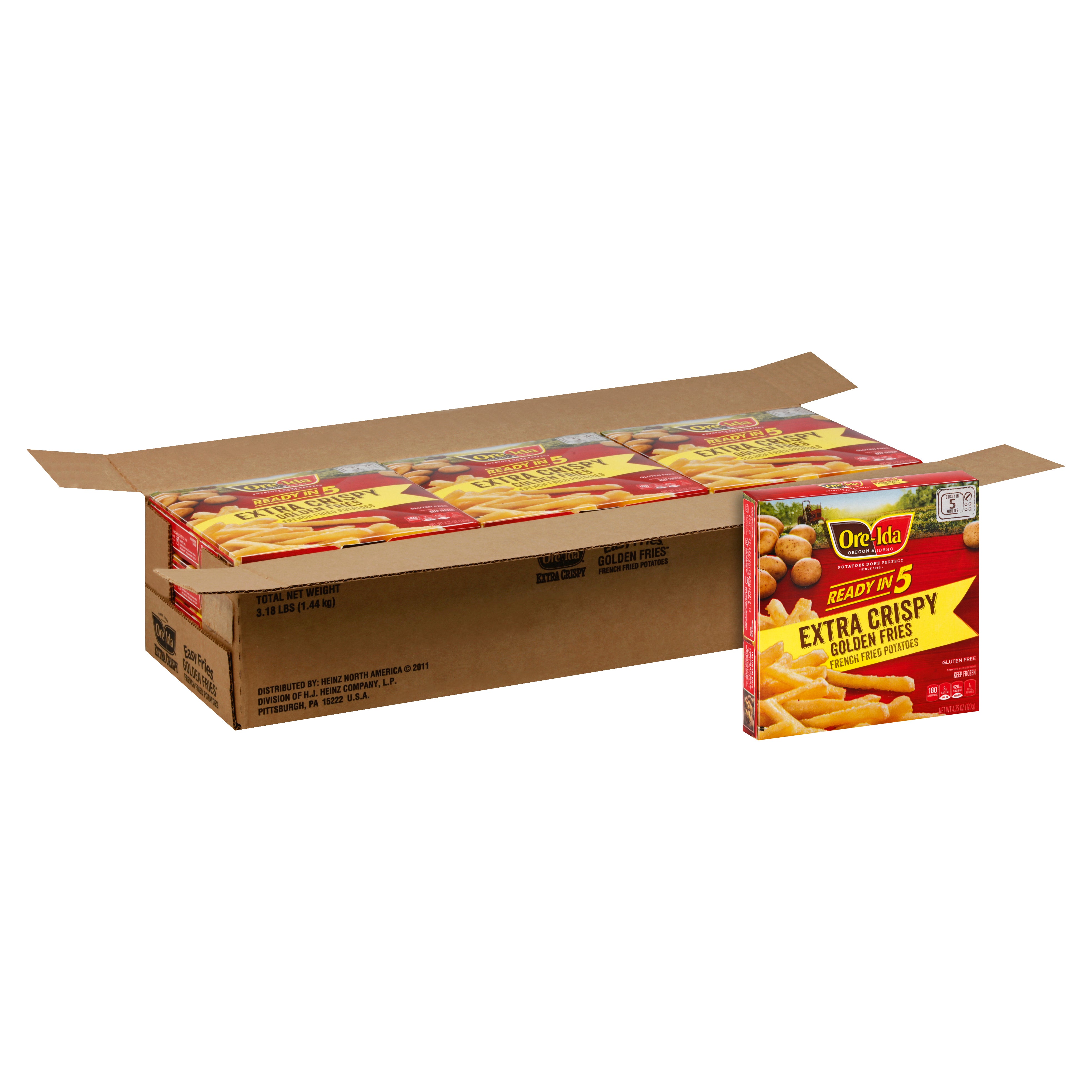 Ore Ida Core Frozen Potatoes Extra Crispy 4.25 Ounce Size - 12 Per Case.