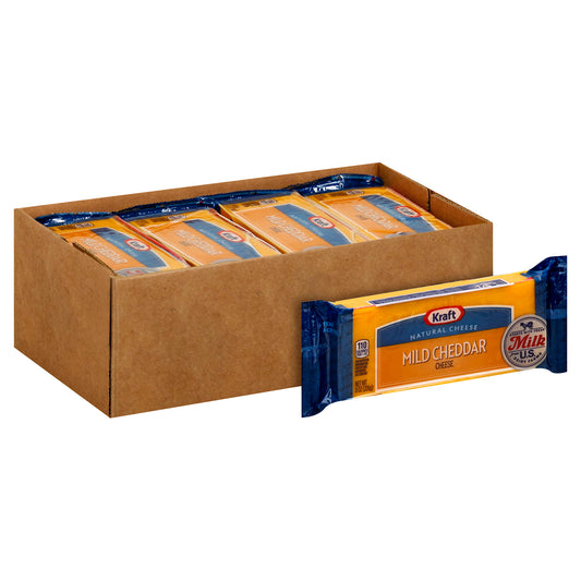 Kraft Mild Chunk Cheddar Cheese, 8 Ounce Size - 12 Per Case.